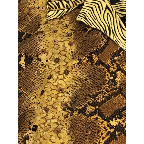 Vanity Womens Snake Sequin Blouse Python Top - Picture 10 of 10